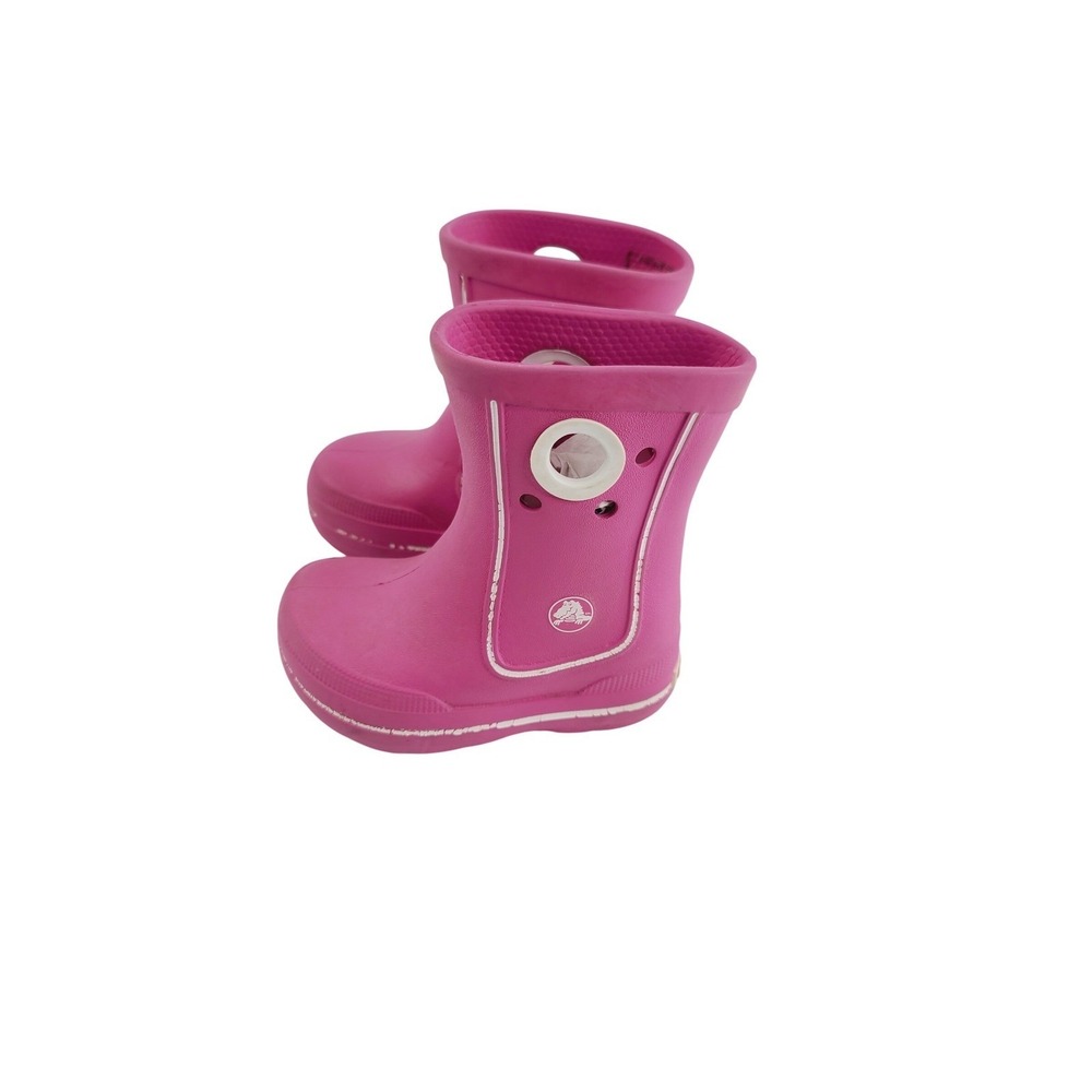 Crocs, Solid Slip-On Rubber Casual Rubber Rain Boots, Girl, Size 6/7, Pink.